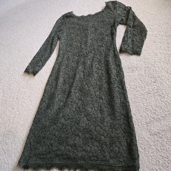 DVF DIANE von FURSTENBERG Zarita Lace dress Olive Military Celebrity $348 - Picture 5 of 15